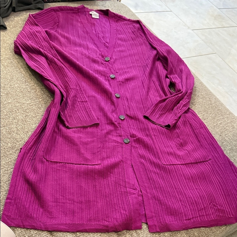 Chico's Purple Long Sleeve Cardigan